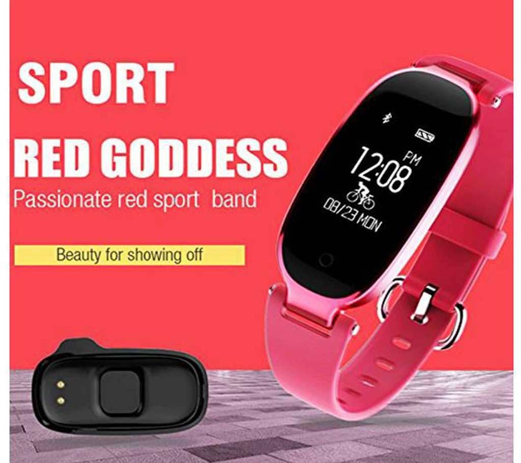 S3 Bluetooth Waterproof Woman Smart Bracelet Watch- Pink