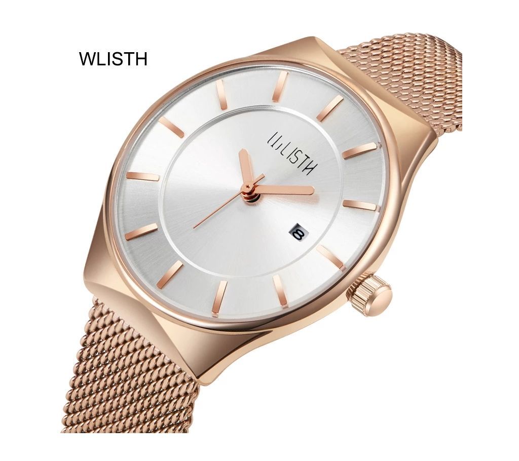 WLISTH Ladies Slim Body Golden Quartz Calendar Date Wrist Watch