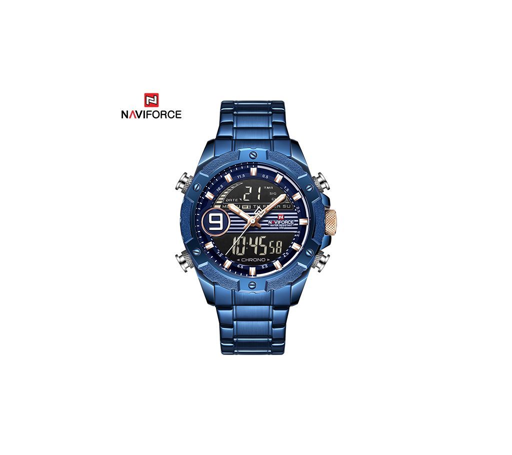 Naviforce Mens Quartz Luxury Sport Steel Digital Analog Wrist Watch