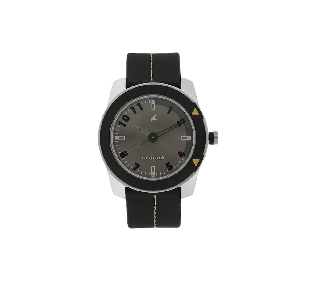 GREY DIAL BLACK PLASTIC STRAP WATCH