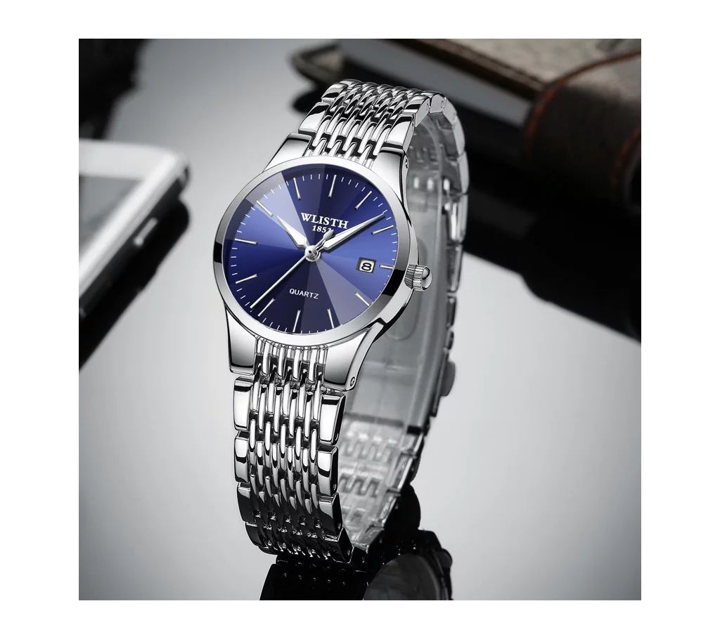 WLISTH Combo Lover Silver-Blue Ultra-thin Business Wrist Watch