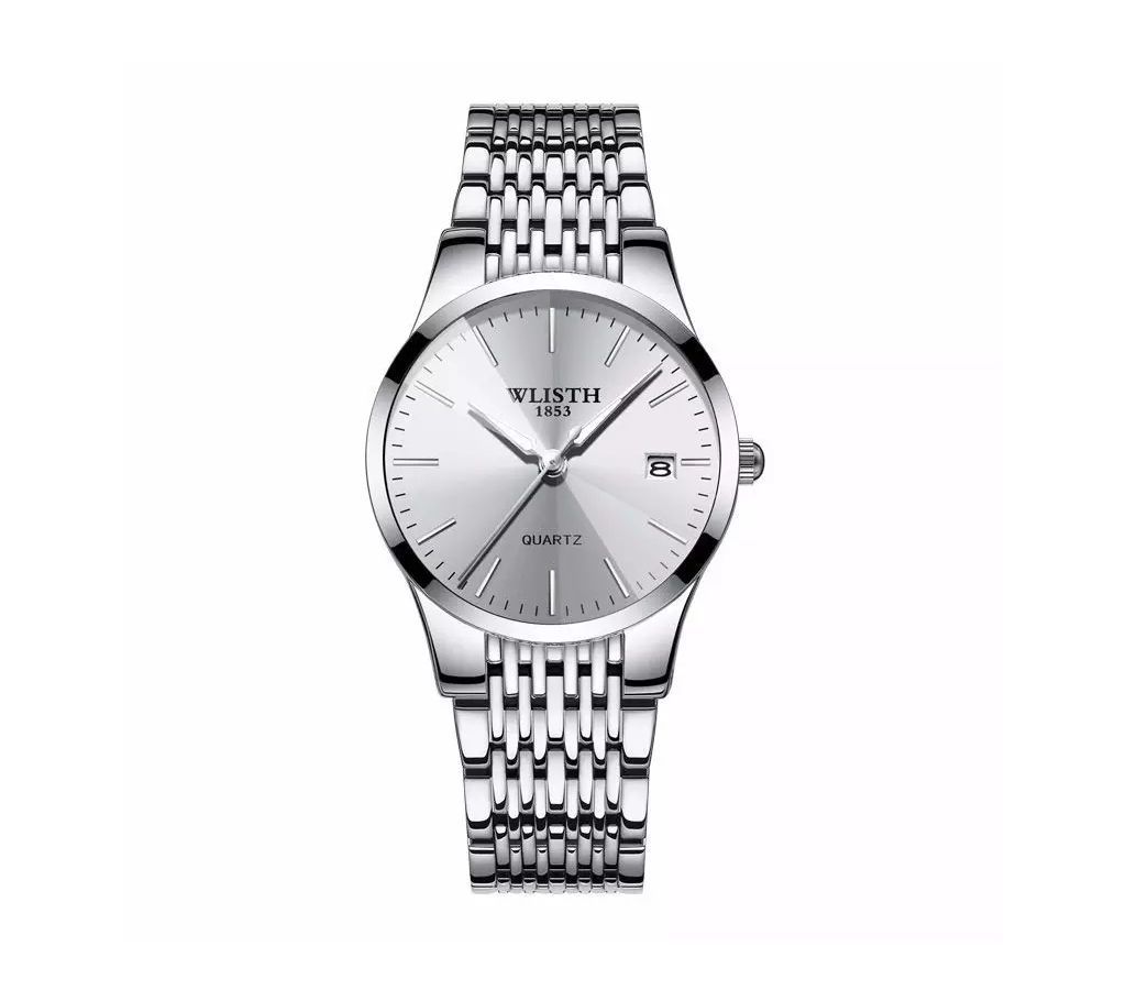 WLISTH Combo Lover Full Silver Ultra-thin Business Wrist Watch