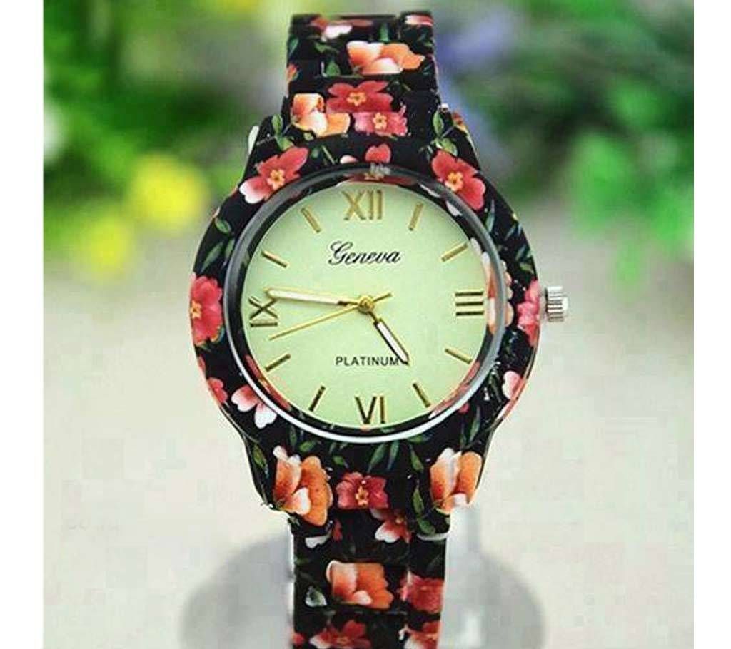 Ladies Floral Bracelet Watch 
