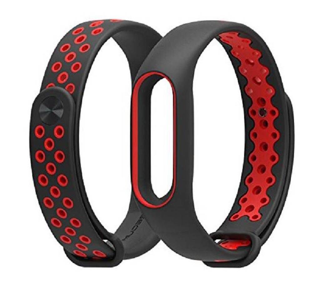 Silicone Strap Bracelet for Mi Band 2 - Black and Red