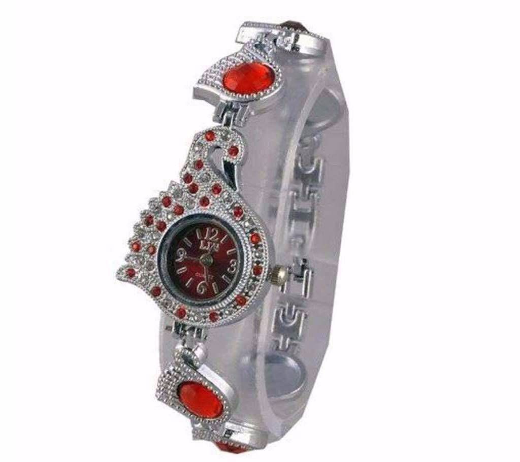 Peacock watch for women-Red 