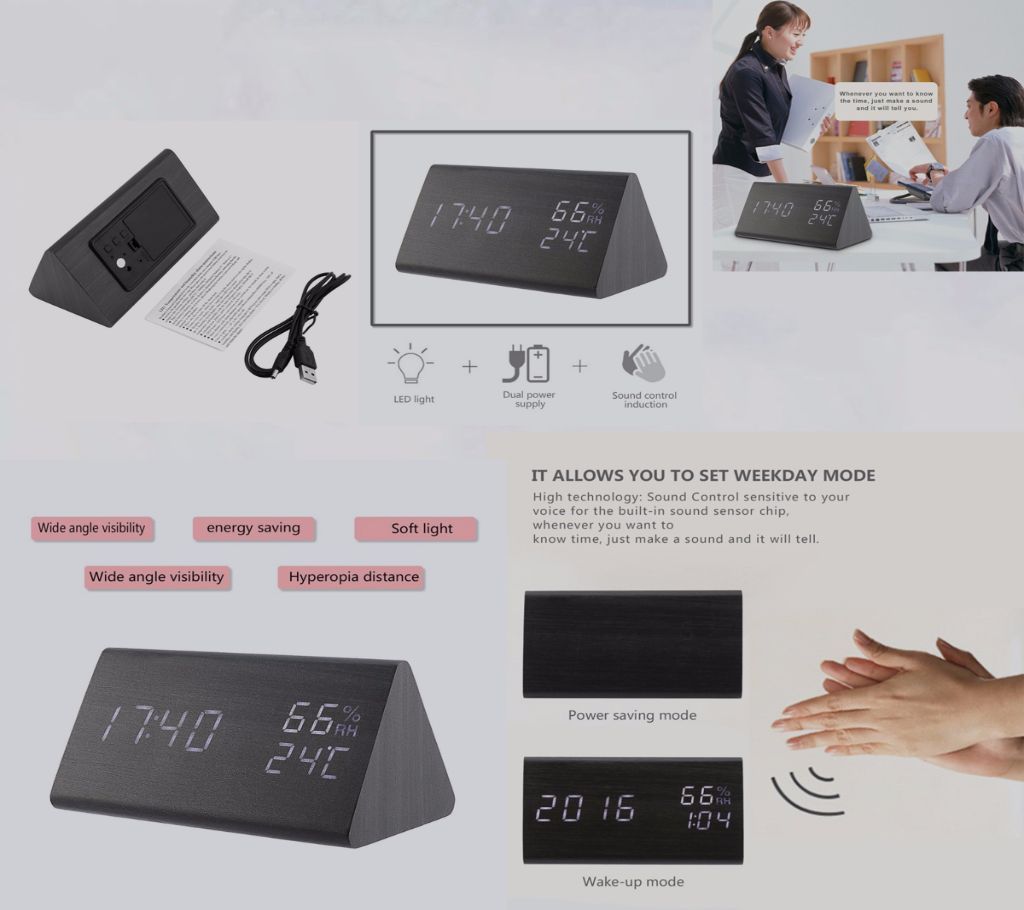 Digital Alarm Clock 3 Alarm Settings with  Time Display