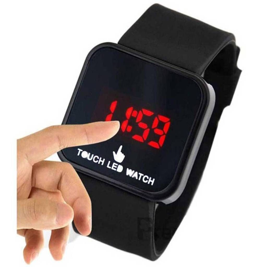 Black Rubber Strap LED Digital Watch