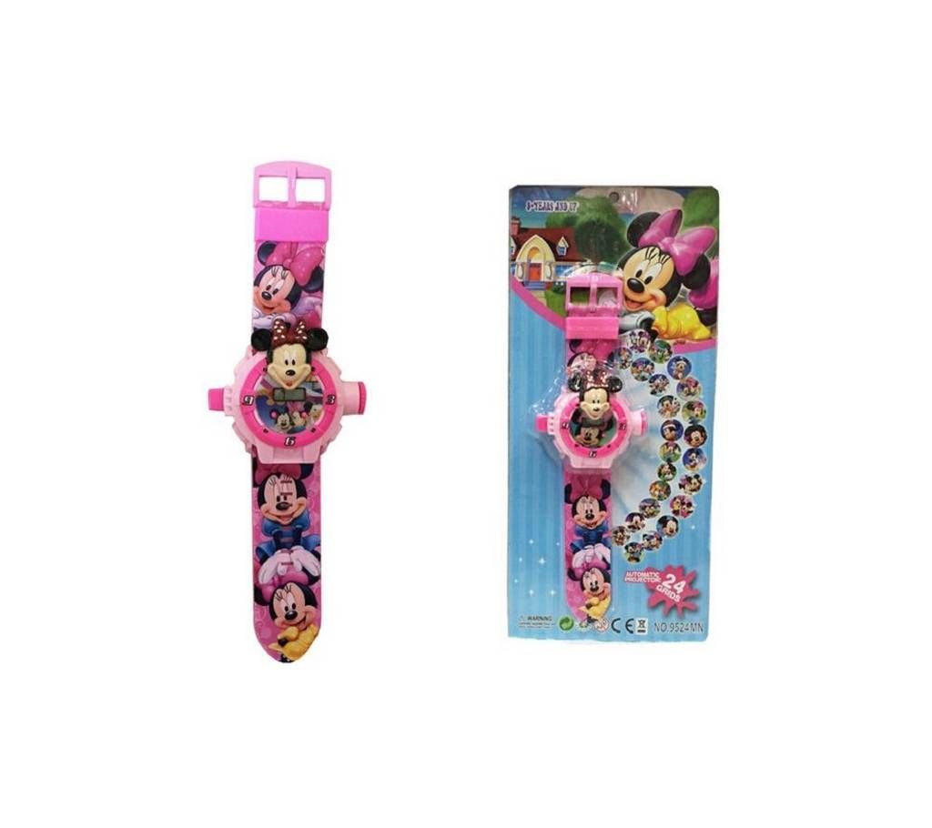 3D Automatic Projection Digital LED MICKEY MINNIE MOUSE Watch For Kids