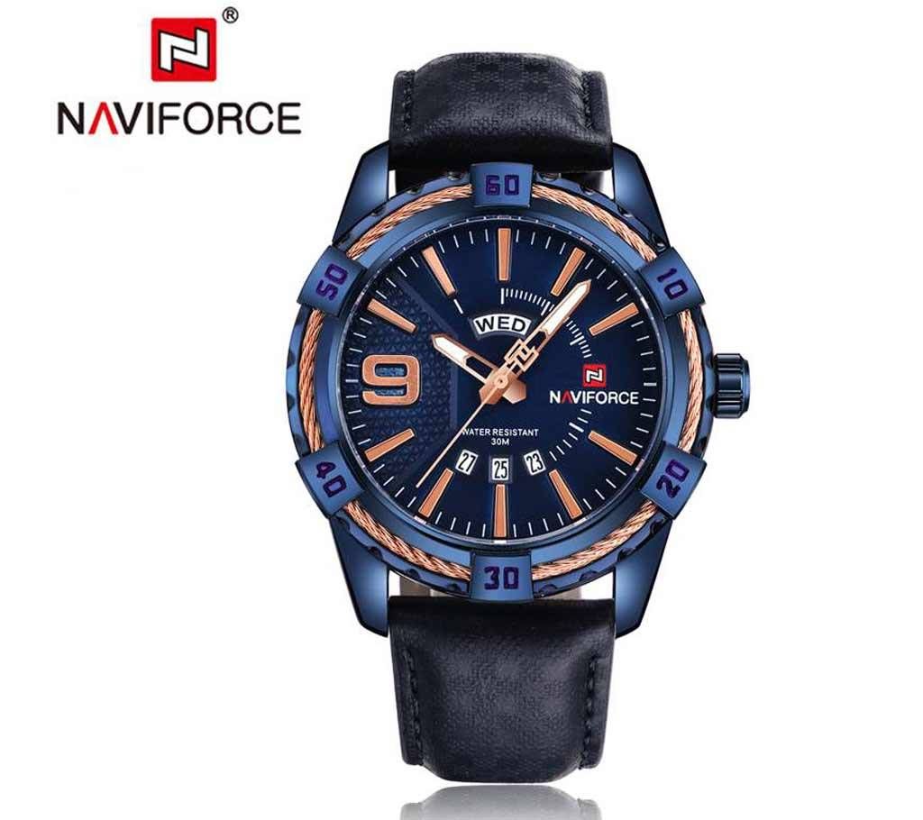 NAVIFORCE NF9117L BLUE PU LEATHER WRIST WATCH FOR MEN
