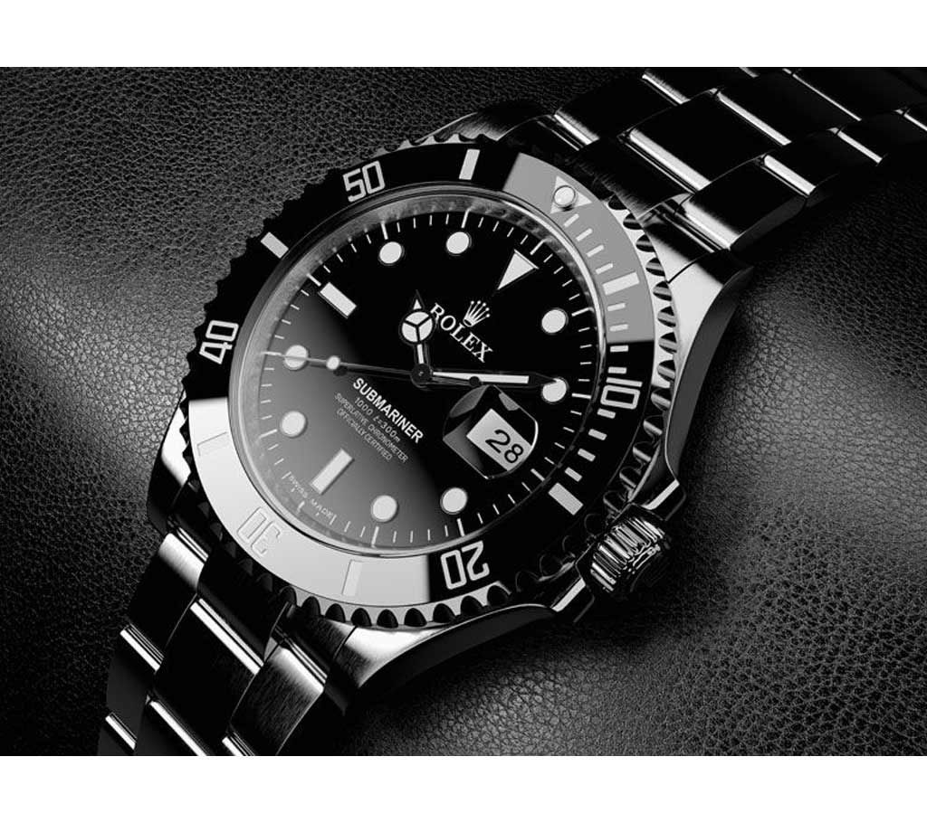 ROLEX Menz black wrist watch(copy)
