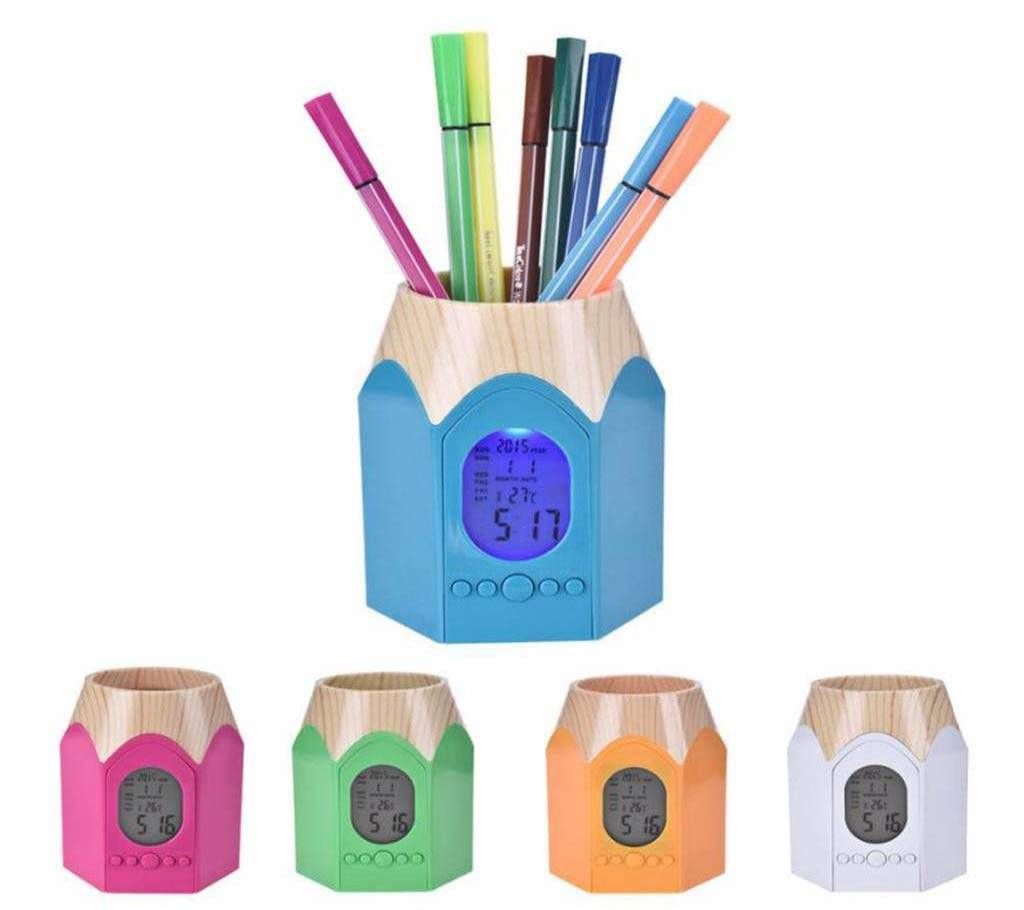 Charming Pen Holder with Digital Clock