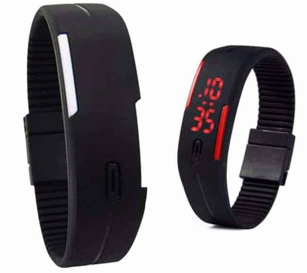 silicon belt LED sports watch- black 