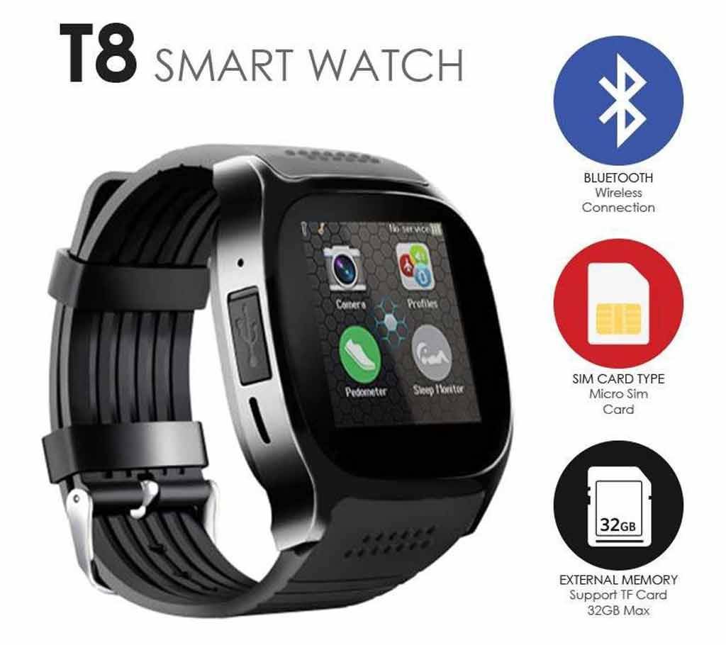 T8 Smart Watch Sim Supported Bluetooth Camera