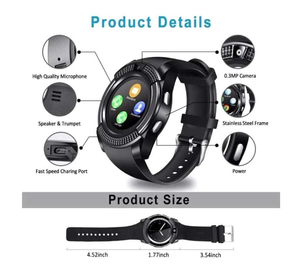 V8 Men Fashionable Bluetooth Supported Smart Watch