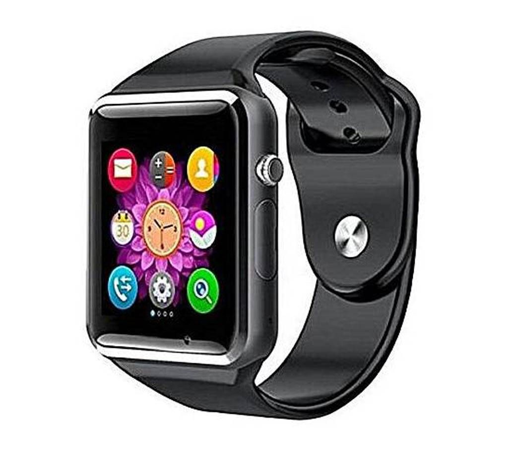 luetooth Smart Watch Phone with Pedometer Camera Single SIM - Black