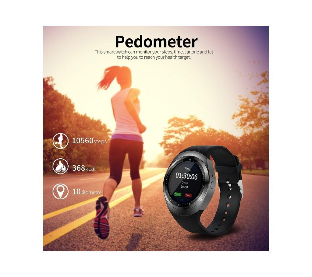 Y1 Sim Supported Mobile Smart Watch - Black