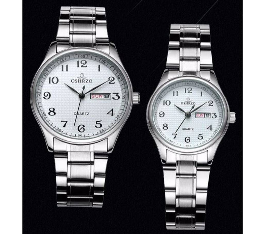 OSHRZO Luxury Stainless Steel Water Resistance Couple Watch