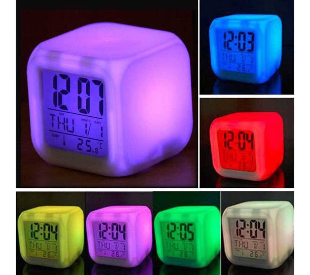 7 color LED clock with alarm