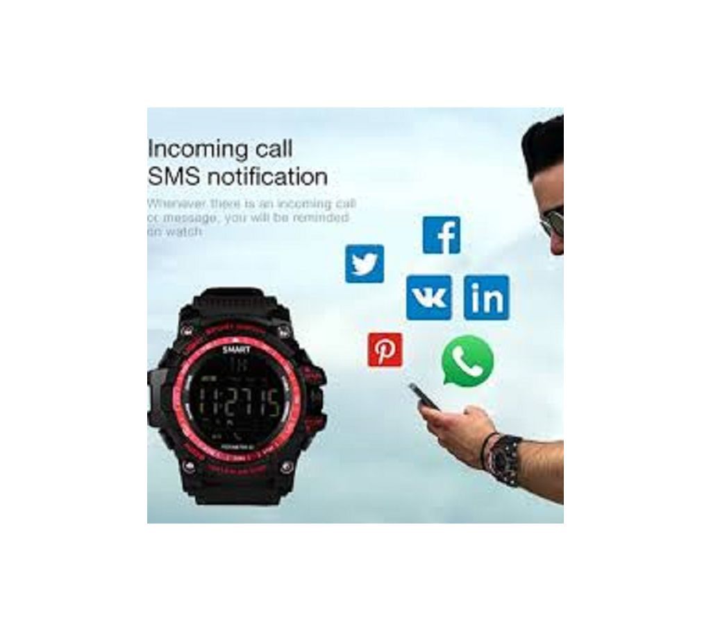 Waterproof EX16 Bluetooth Smart Watch Call SMS Alart (Original)