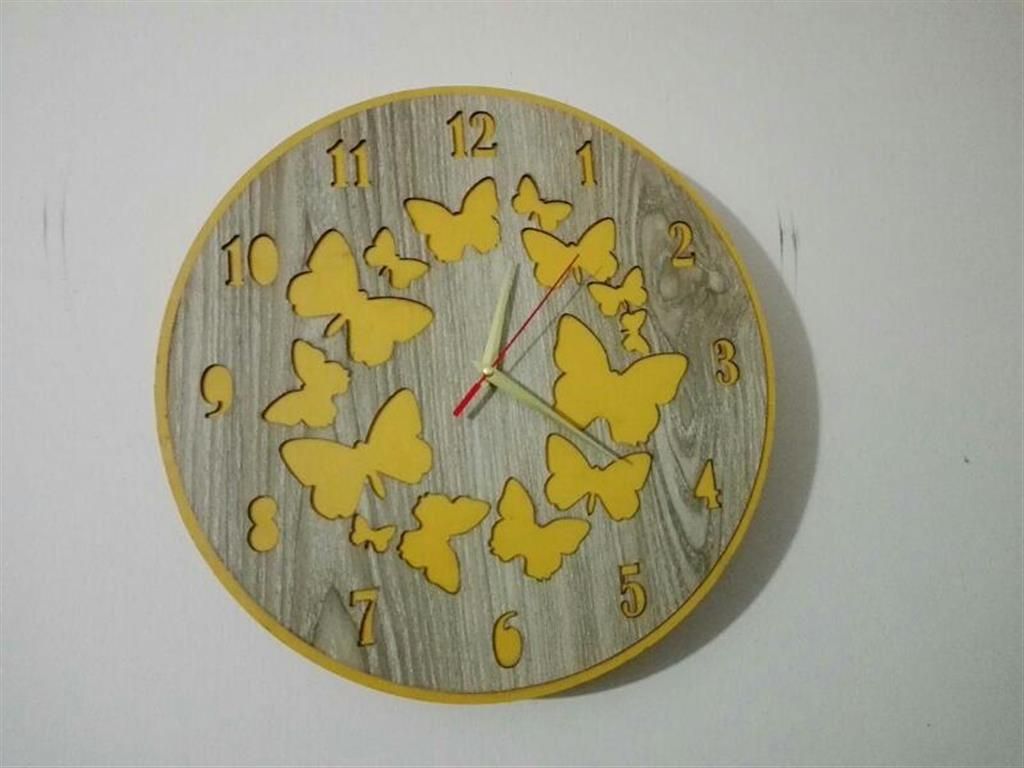 Wooden Butterfly Wall Clock 
