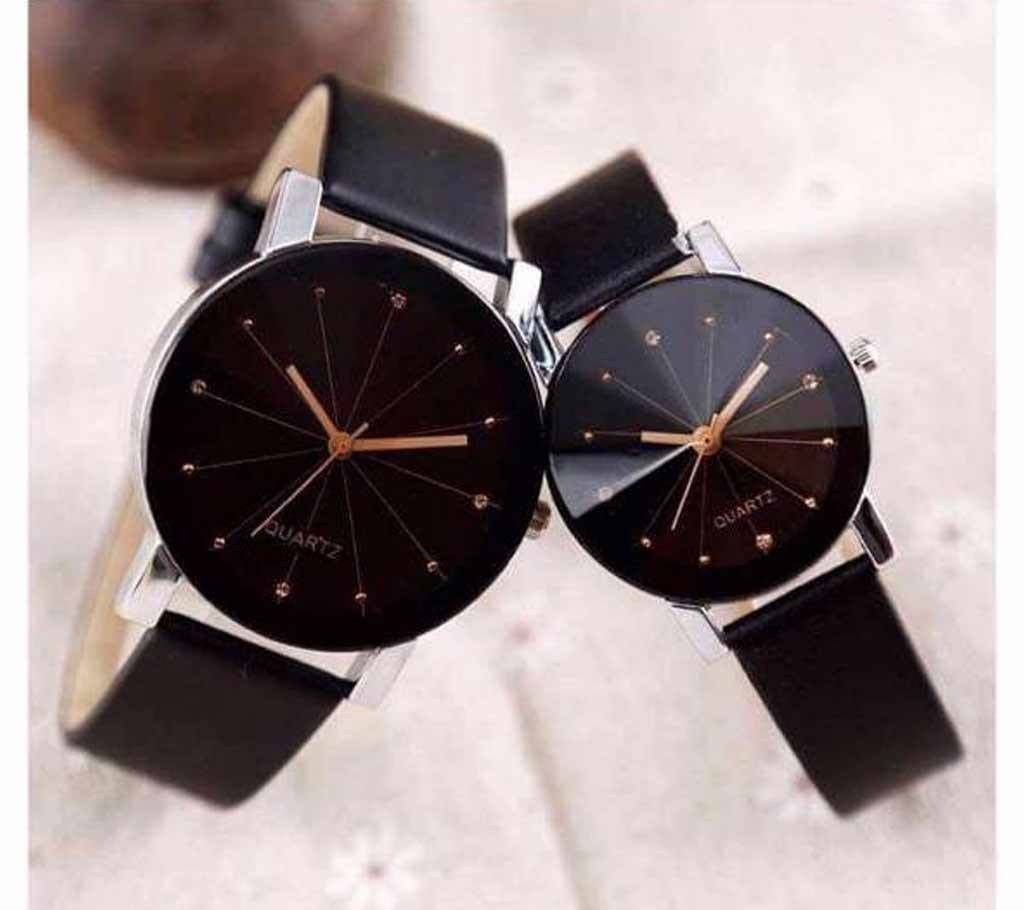 Couple Wrist Watch Black Combo Offer