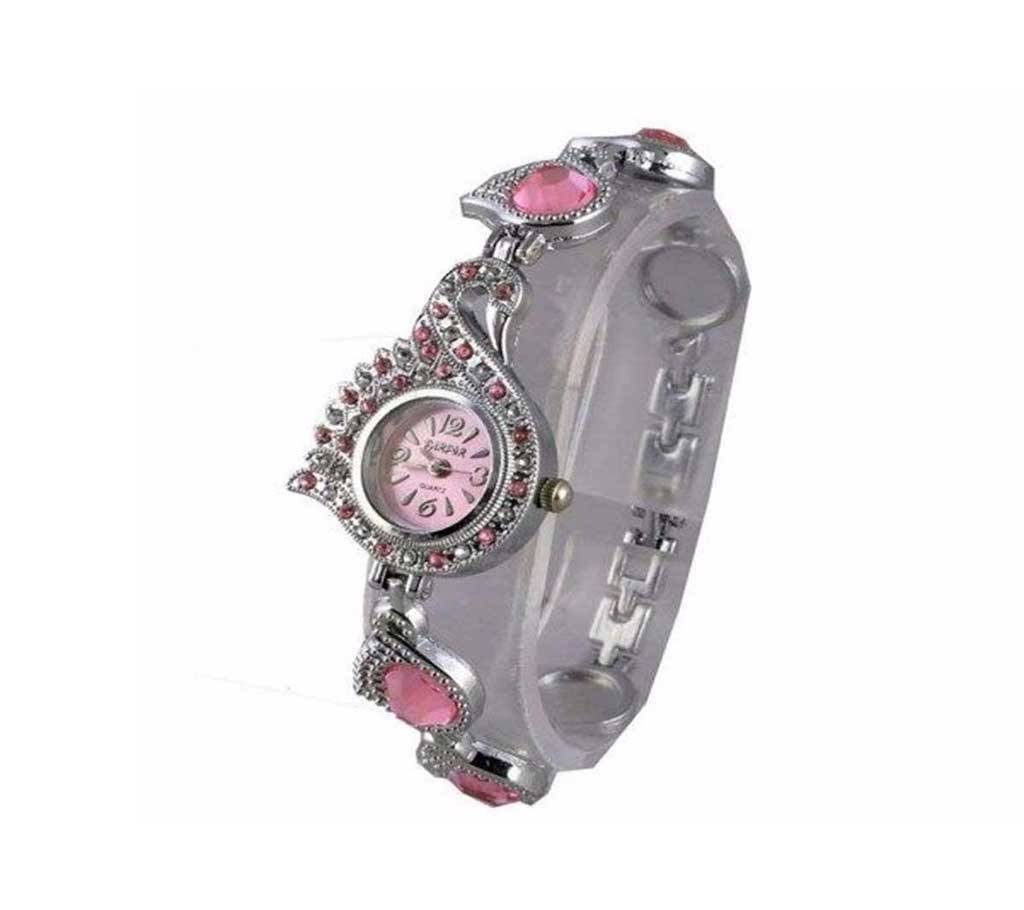 Peacock watch for women-pink 