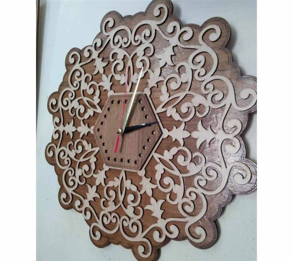 Wooden Floral Motif Wall Clock