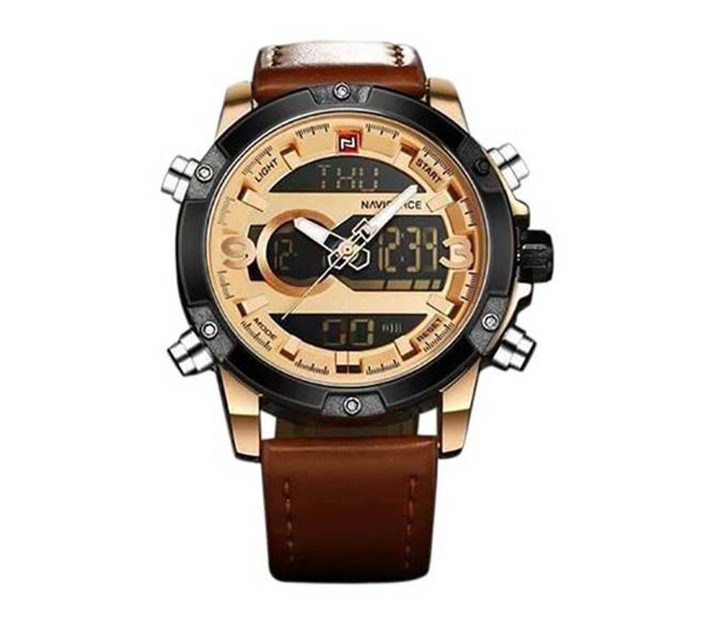 NaviForce PU Leather Wrist Watch For Male - Brown