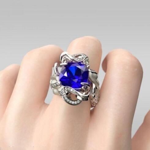 Fashion 9 colors Mermaid Ring 925 Sterling silver AAAAA cz Party Wedding Band Rings for women men Dropshipping Jewelry Gift