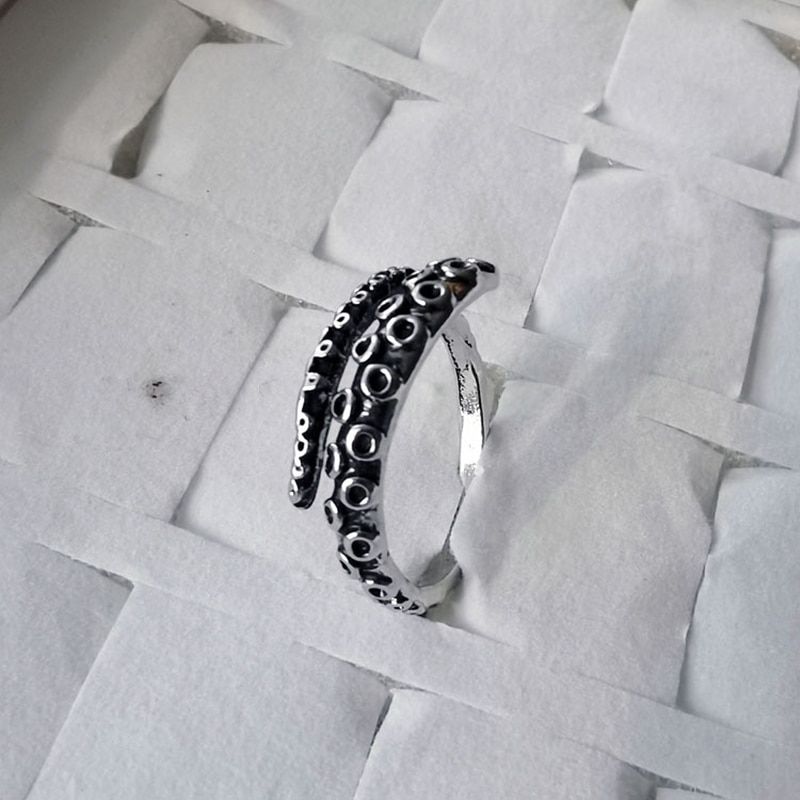 Ring For Girls Fashion Men Rings Silver Color Color Alloy Steel Vintage Octopus Style Irregular Pattern Trendy Accessories 1 PC