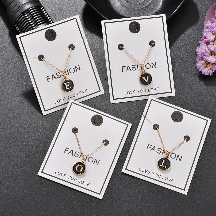 Unique DIY Rhinestone A-Z Letter Pendant Necklace For Women Anniversary Gift For Lover Handmade Silver Color Jewelry Choker