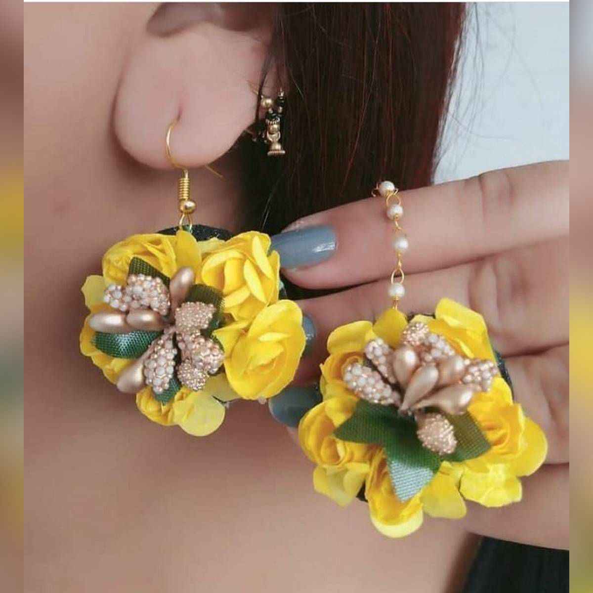 Artificial Flower Jewellery 2 pcs Earrings Bridal/Holud/Boishakh Fashion For Women