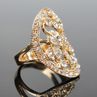 Women ury en Color Leaves Hollow Rhinestone Wedding Banquet Ring Jewelry