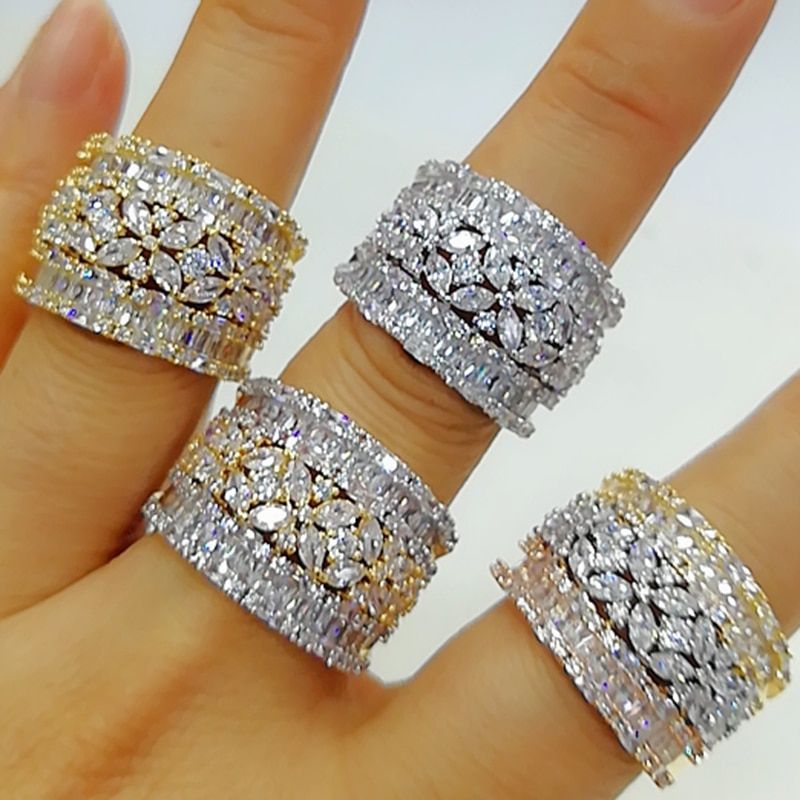 GODKI Luxury Geometry Bold Statement Rings for Women Bridal Engagement Wedding Jewelry Cubic Zirconia CZ Accessories Rings