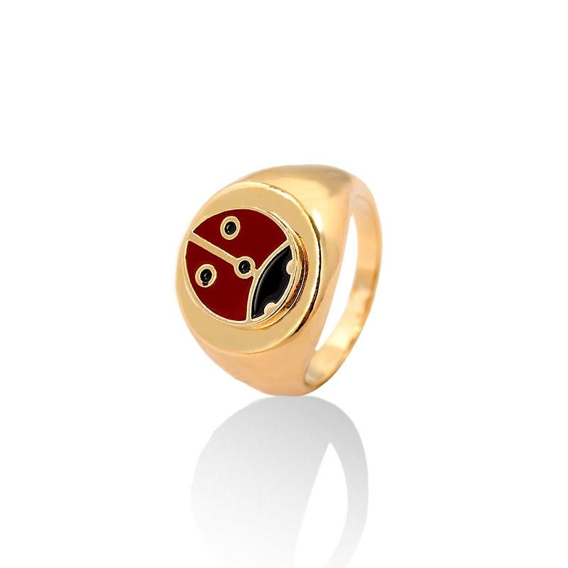 JUST FEEL 2020 Gold Color Metal Rings Korean Cute Enamel Daisy Tulip Heart Yin and Yang Rings Wonderful Choice for Women Jewelry