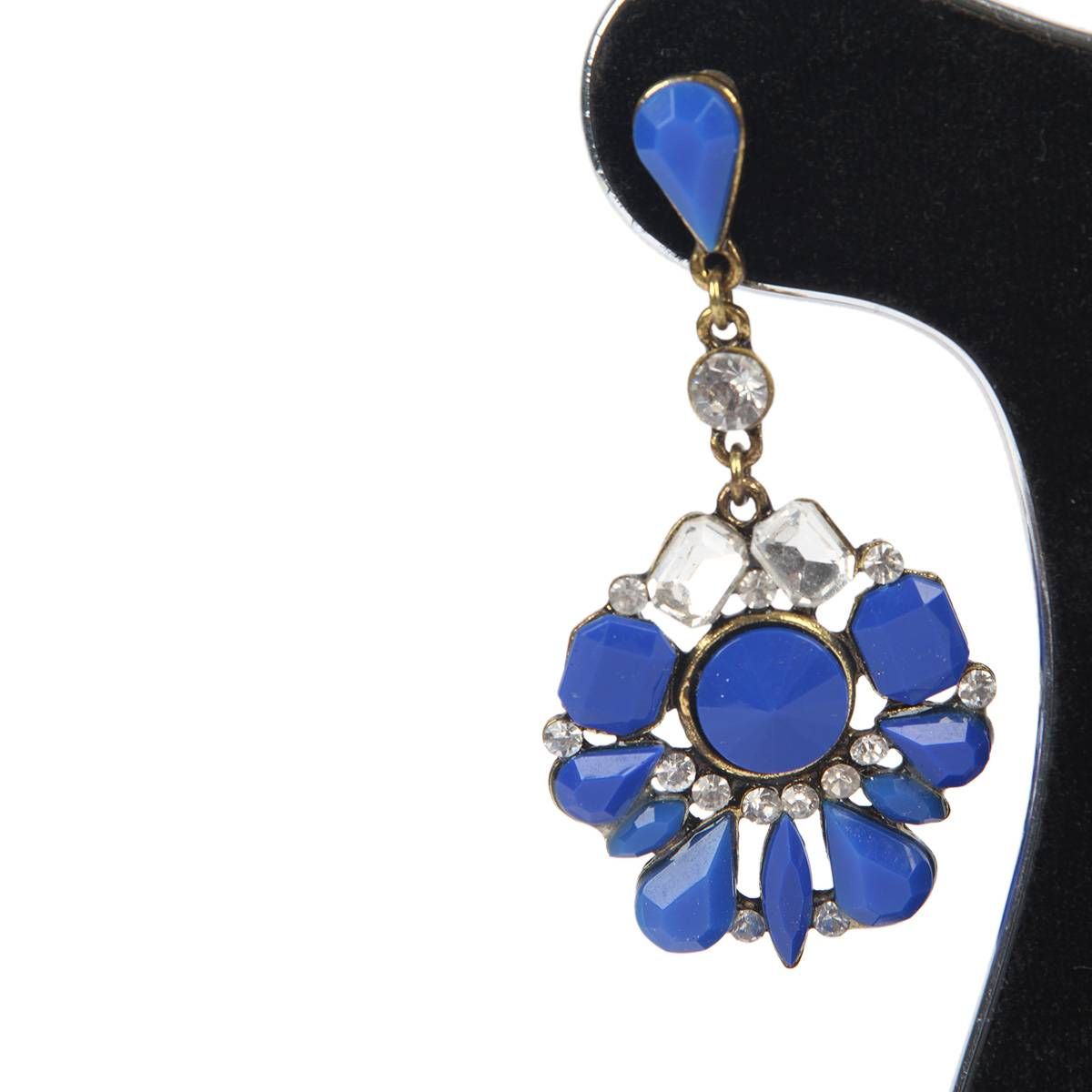New Stylelist Indian Blue Crystal & White Stone Gorgeous Long EarRing For Women