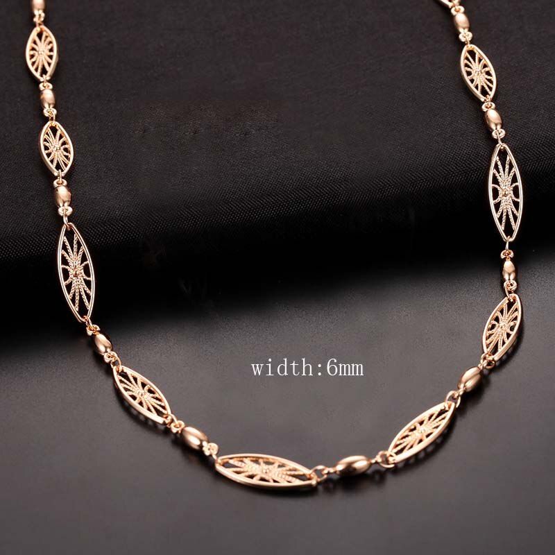 10 Style 50cm 60cm Men Women Necklace 585 Rose Gold Color ChainJewelry