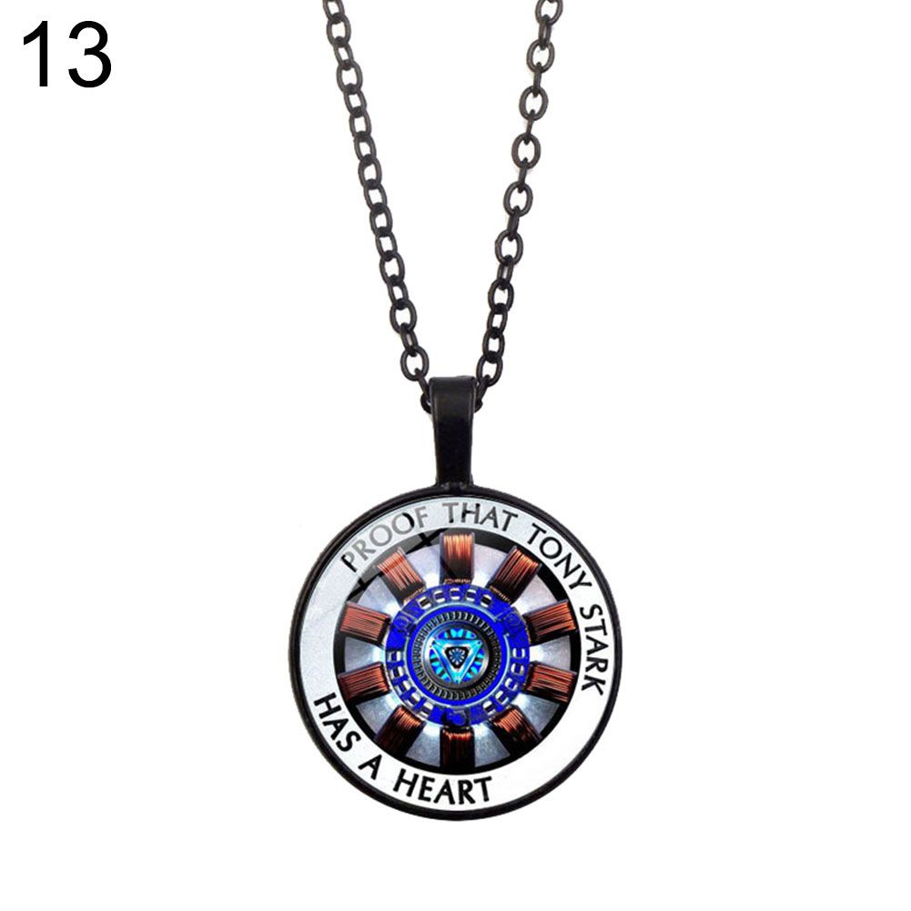 Iron Man Heart Women Jewelry Faux Cabochon Pendant Sweater Chain Necklace Gift
