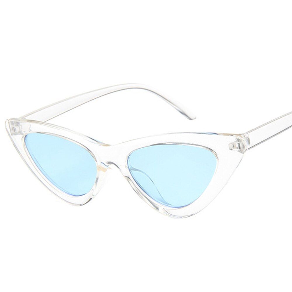 23 Trans-BlueVintage Cateye Sunglasses Women Retro Small Cat Eye Sun Glasses Brand Designer Colorful Eyewear For Female Oculos De Sol