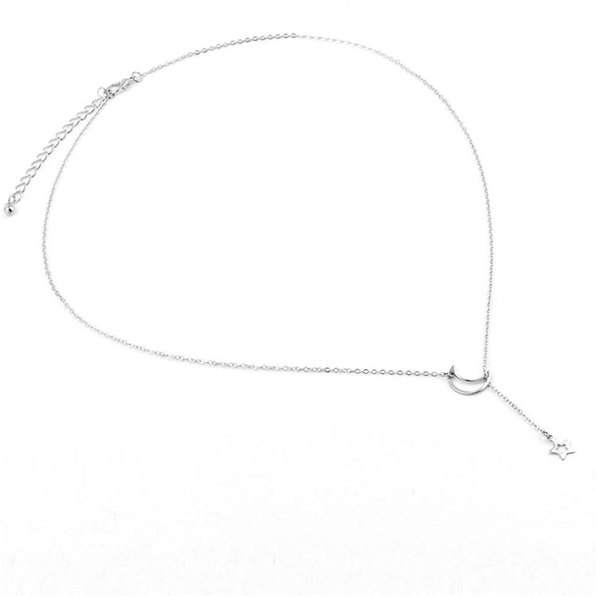 Women  Moon Star Clavicle  Pendant Short Necklace