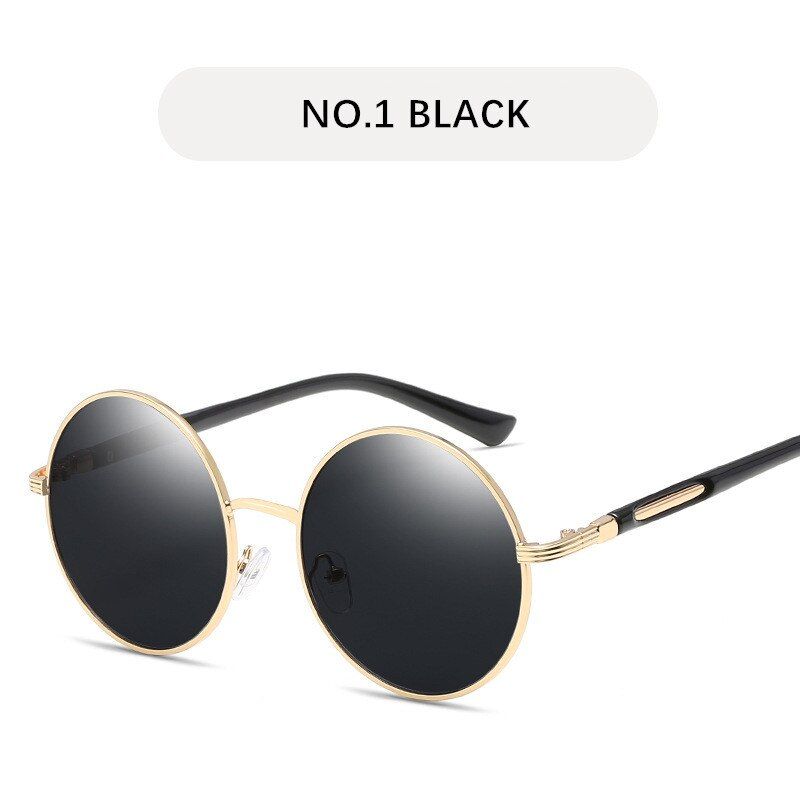 Black as pictureXojoX Round Sunglasses Women Vintage Brand Designer Men Steampunk Goggles Metal Frame Male Mirror Sun Glasses UV400