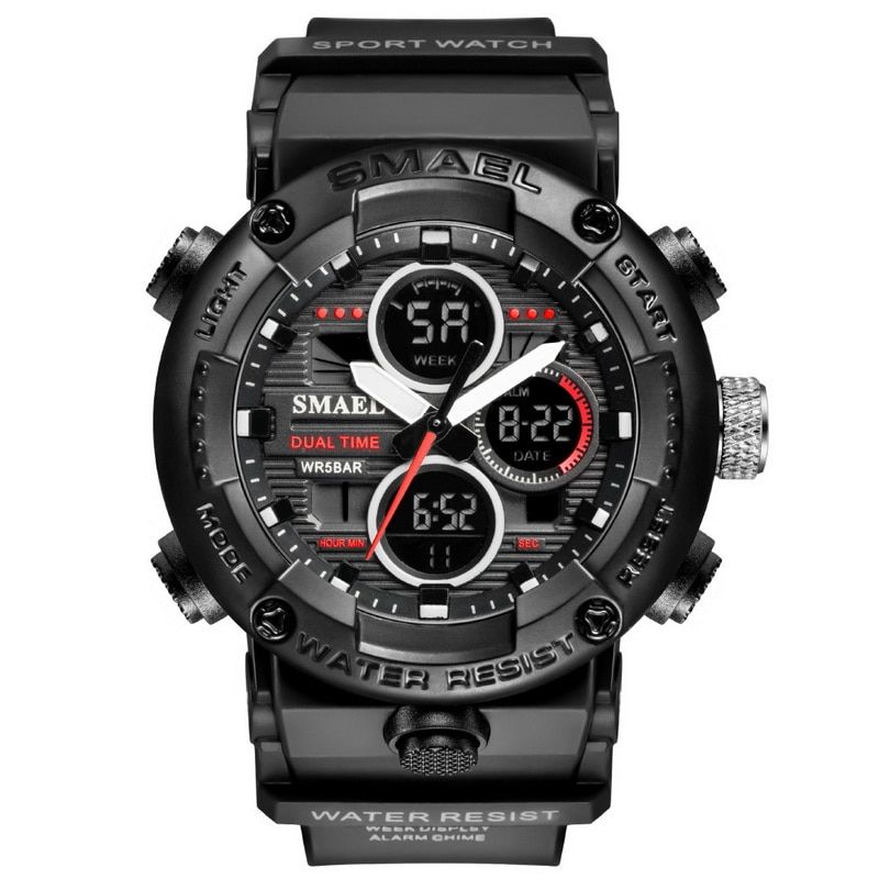 SMAEL Waterproof Electronic Watch Male LED Luminous Dual Display Sports Watch