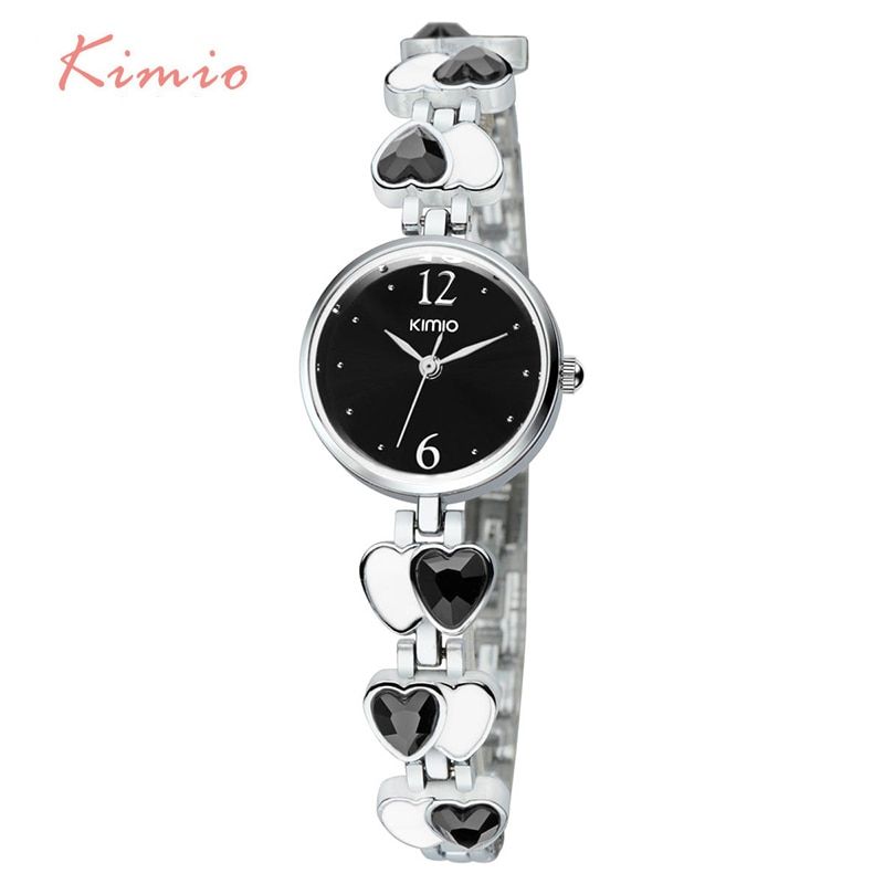 Brand relojes con diamantes Love Heart Gem Thin Strap Wrist Watches Analog Round Bracelet Watch for Women Girl