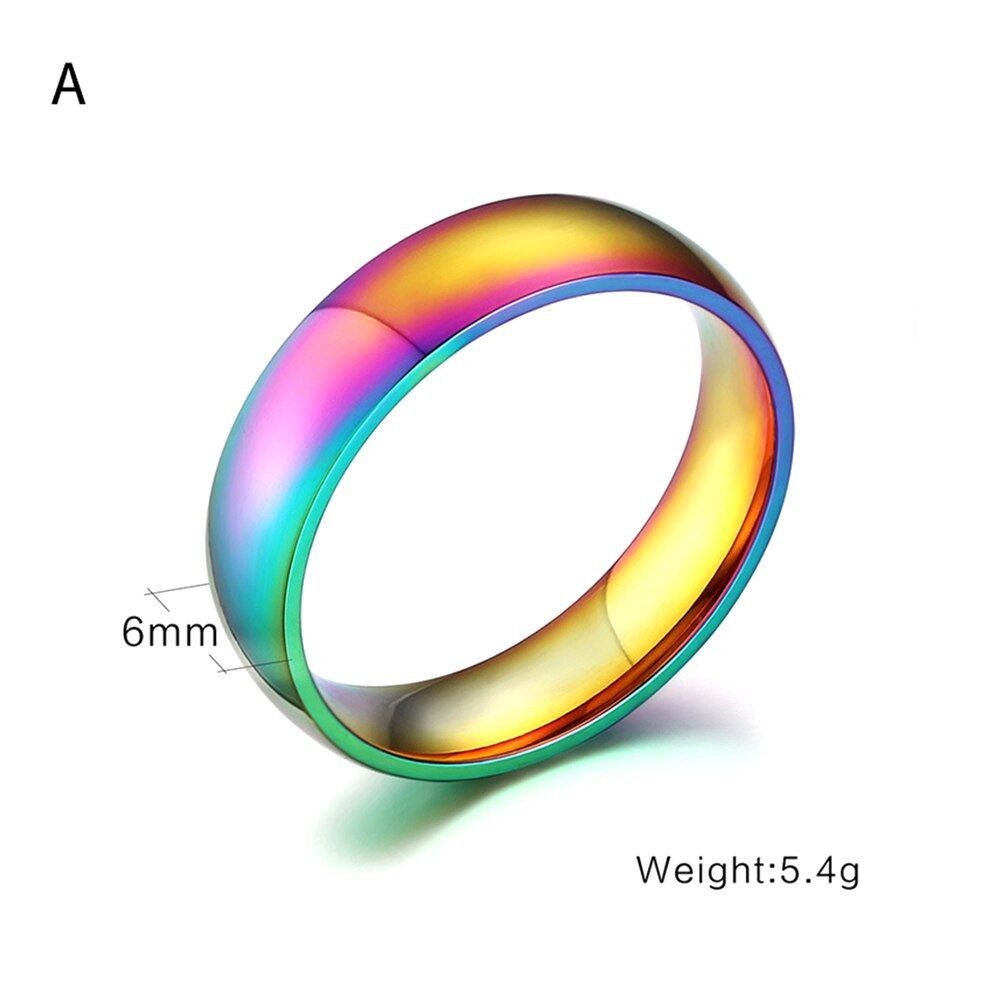 Men Women Rainbow Gay Ring Colorful LGBT Homosexual Couple Rings Stainless Steel Wedding Band Lebian & Gay Rings Drop Shipping