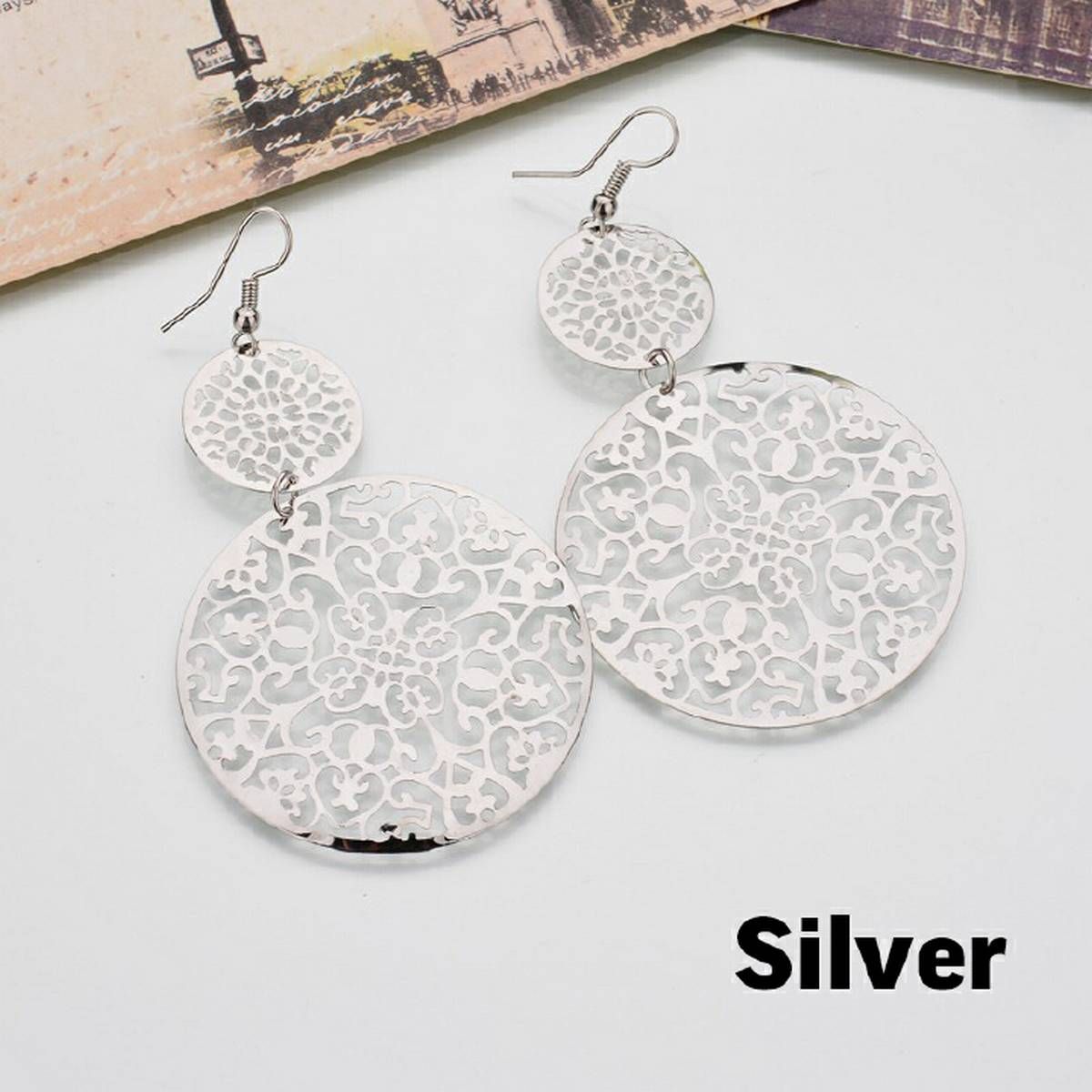 Thin Cutout Disc Scrub Drop Earrings Jewelry For Women'S Fashion - Ear Ring