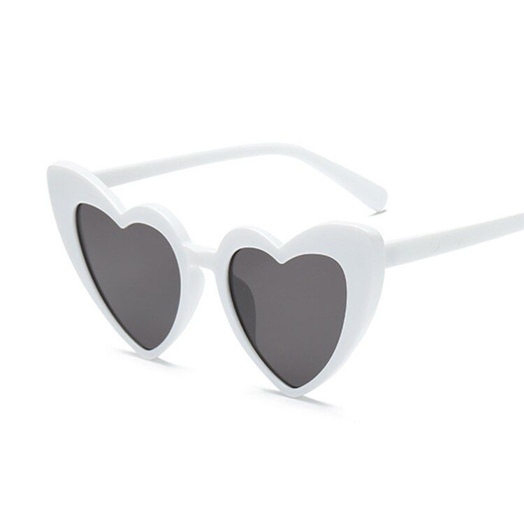 WhiteGrayLove Heart Cat Eye Sunglasses Women Vintage Christmas Gift Black Pink Red Heart Shape Sun Glasses For Women Uv400