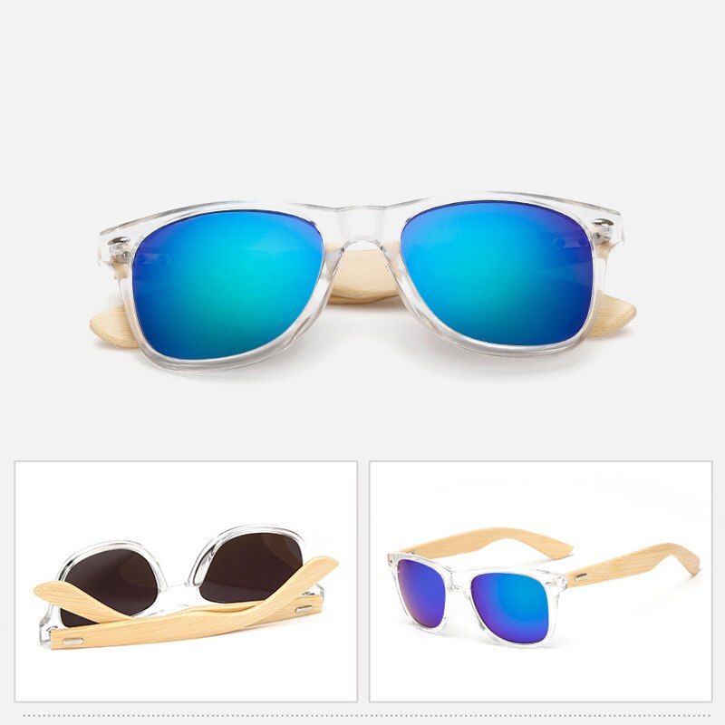 C8ZUCZUG Vintage Bamboo Wooden Leg Sunglasses Men Women Brand Design Bamboo Sun Glasses Ladies Retro Square Driving Goggles UV400