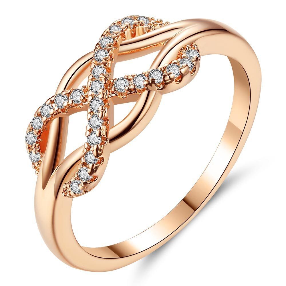 Cute Romatic Engagement Ring Crystal Zirconia Rosegold/White Fingure Ring For Women Wedding Bands Ring Jewelry Size 6-10