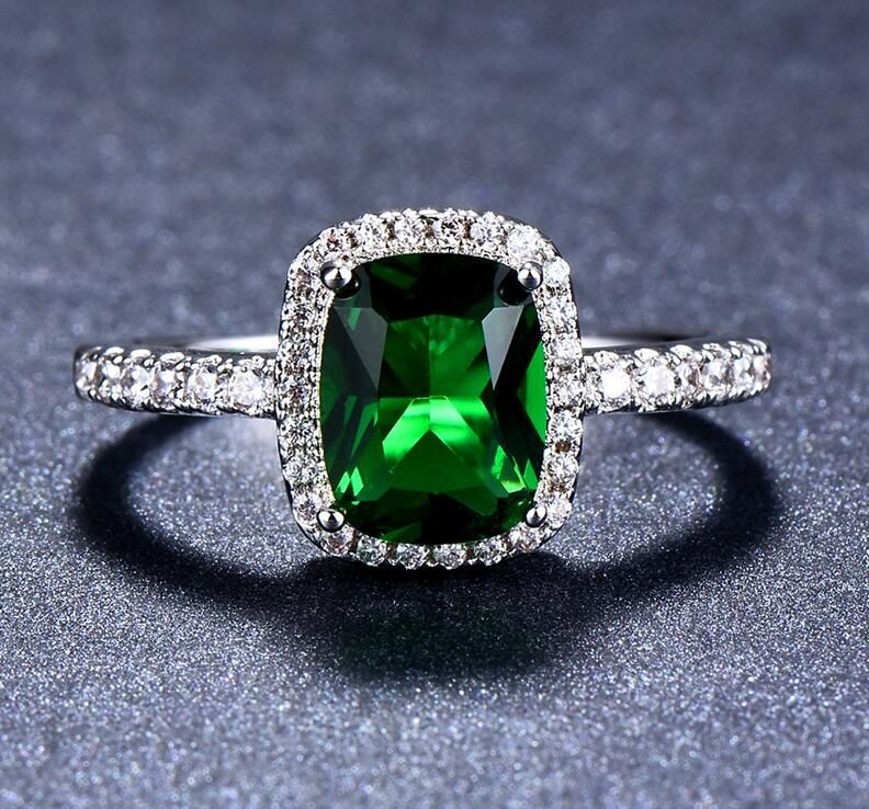 Luxury Female Girl Crystal CZ Stone Ring Boho 925 Silver White Pink Yellow Ring Promise Engagement Rings For Women