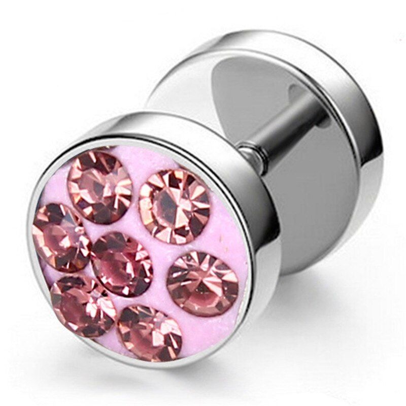 1 Pair Fashion Titanium Barbell Full Rhinestone Fake Ear Plugs Piercing Studs Gauges 16g Ear Stretchers Body